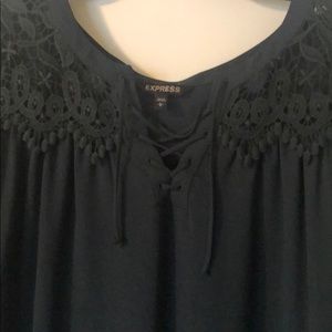 Forest green lace up blouse